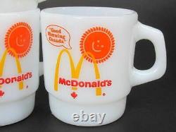 Set of 8 McDonald's Good Morning Canada Milk Glass Fire-King Coffee Mugs c1970's