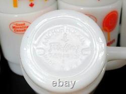 Set of 8 McDonald's Good Morning Canada Milk Glass Fire-King Coffee Mugs c1970's