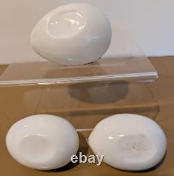 Set of THREE Antique Hand Blown Milk Glass White Easter Egg with Hatching Chick