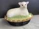 Signed Fenton Glass Lamb On Nest Sheep Lamb Milk Glass Hand Painted By N Beck