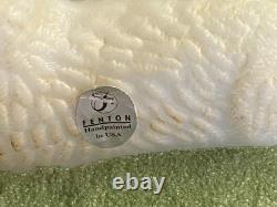 Signed Fenton Glass Lamb on Nest sheep lamb milk glass Hand painted by N Beck