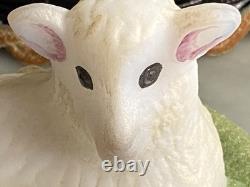 Signed Fenton Glass Lamb on Nest sheep lamb milk glass Hand painted by N Beck