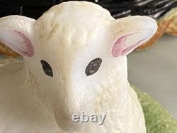 Signed Fenton Glass Lamb on Nest sheep lamb milk glass Hand painted by N Beck