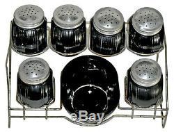 Sneath / Sellers BlackFlashed Canister /Spice Set in Rack With Salt Box