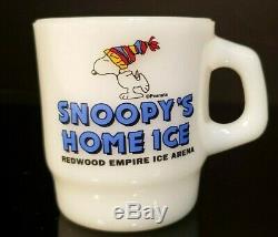 Snoopy Home Ice Coffee MUG CUP Advertising Fire King / Anchor Hocking
