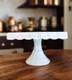 Square White Milk Glass Pedestal Cake Stand With Rum Well, / Pastry Stand, Vtg