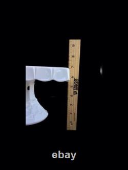 Square White Milk Glass Pedestal Cake Stand With Rum Well, / Pastry Stand, Vtg