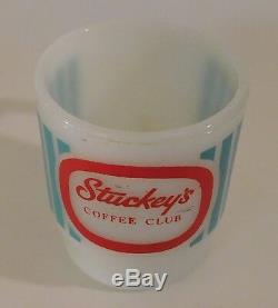 Stuckey's Coffee Club Mug Anchor Hocking Fire King Milk Glass Aqua Stripes Red