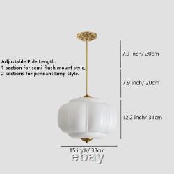 Stylish 15 Milk Glass Semi Flush Mount Ceiling Light White