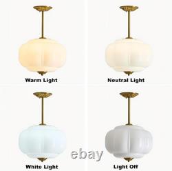 Stylish 15 Milk Glass Semi Flush Mount Ceiling Light White