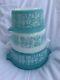 Teal Pyrex Mixing Bowl Set Amish Butterprint Turquoise Blue White 1960's Nm