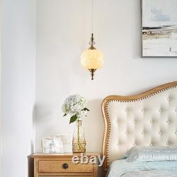 TLOLGT Vintage White Milk Glass Pendant Light 6.3 Hardwired