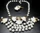 Trifari Alfred Philippe Beau Belles White Milk Glass Necklace Bracelet Pin Set