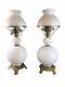 Two Large Vintage White Hobnail Milk Glass Parlor Lamps Gwtw Electric 23