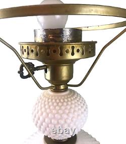 TWO LARGE Vintage White Hobnail Milk Glass Parlor Lamps GWTW Electric 23