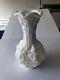 Tall Milk Glass Flower Vase With Grape Vine Design 10.1875 Inches