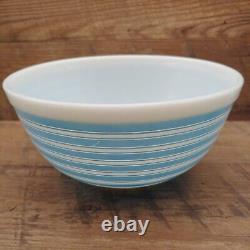 Three (3) Vintage PYREX Rainbow Strip MCM Bowls 401 Pink / 402 Tan / 403 Blue