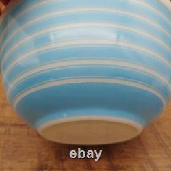 Three (3) Vintage PYREX Rainbow Strip MCM Bowls 401 Pink / 402 Tan / 403 Blue