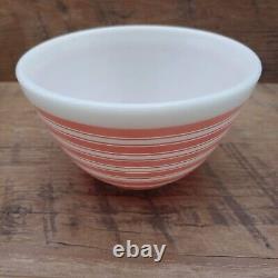 Three (3) Vintage PYREX Rainbow Strip MCM Bowls 401 Pink / 402 Tan / 403 Blue