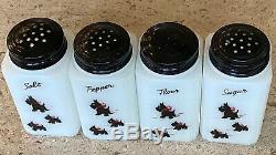 Tipp City USA Scottie Dogs Milk Glass Range Shaker Set in Black Lattice Caddy