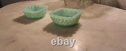 Two(2) Fenton Pastel Green Aqua Hobnail Glass Fruit Bowl. Stunning! Rare