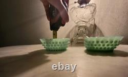 Two(2) Fenton Pastel Green Aqua Hobnail Glass Fruit Bowl. Stunning! Rare