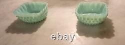 Two(2) Fenton Pastel Green Aqua Hobnail Glass Fruit Bowl. Stunning! Rare