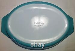 ULTRA RARE Pyrex Turquoise 7 LARGE SNOWFLAKE Divided Dish EXCELLENT White Blue