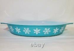 ULTRA RARE Pyrex Turquoise LARGE SNOWFLAKE Divided Dish EXCELLENT White Blue