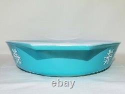 ULTRA RARE Pyrex Turquoise LARGE SNOWFLAKE Divided Dish EXCELLENT White Blue