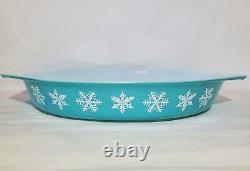 ULTRA RARE Pyrex Turquoise LARGE SNOWFLAKE Divided Dish EXCELLENT White Blue