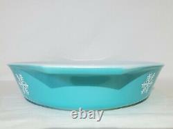 ULTRA RARE Pyrex Turquoise LARGE SNOWFLAKE Divided Dish EXCELLENT White Blue