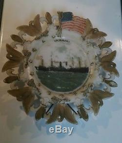 USA S. S. Vaderland Westmoreland Pat. App. 1903 Milk Glass Decorative Wall Plate