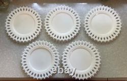 Uncommon 9 Kemple Milk Glass Plates Sheaf of Wheat Pattern