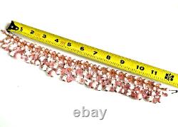 VINTAGE ALICE CAVINESS 1950s Pink GOLD WHITE MILK GLASS BEAD BIB CHOKER NECKLACE