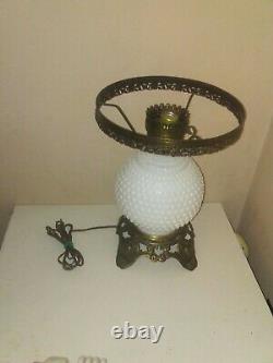 VINTAGE EF&EF Industries table LAMP Large Milk Glass HOBNAIL 1970 MODEL 338 1970