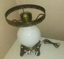 VINTAGE EF&EF Industries table LAMP Large Milk Glass HOBNAIL 1970 MODEL 338 1970