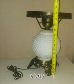 VINTAGE EF&EF Industries table LAMP Large Milk Glass HOBNAIL 1970 MODEL 338 1970