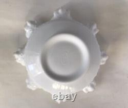 VINTAGE FENTON MILk GLASS SILVER CREST RUFFLED EDGE 10 BOWL CANDY DISH withLabel