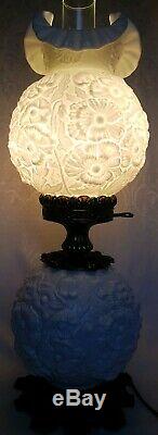 VINTAGE FENTON POPPY MILK GLASS GWTW Gone With The Wind 24 Lamp 3-WAY GORGEOUS