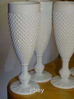 VINTAGE FOUR CHAMPAGNE GLASS MILK GLASS COLOR WHITE height 7,09