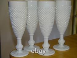 VINTAGE FOUR CHAMPAGNE GLASS MILK GLASS COLOR WHITE height 7,09