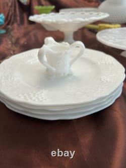 VINTAGE MILK GLASS ORIGINALS LOT Toothpick Holder SNACK PLATE CAKE PLATE COMPOTE