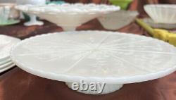 VINTAGE MILK GLASS ORIGINALS LOT Toothpick Holder SNACK PLATE CAKE PLATE COMPOTE