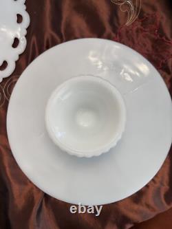 VINTAGE MILK GLASS ORIGINALS LOT Toothpick Holder SNACK PLATE CAKE PLATE COMPOTE