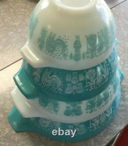 VINTAGE PYREX AMISH BUTTERPRINT CINDERELLA NESTING MIXING BOWLS Set of 4