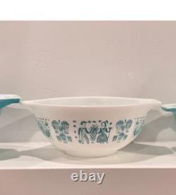 VINTAGE PYREX Amish BUTTERPRINT Nesting Cinderella 4 Bowls Turquoise