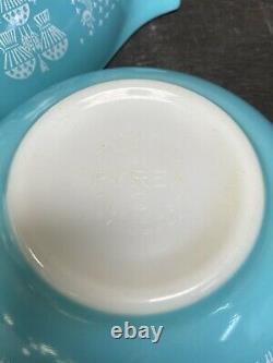 VINTAGE PYREX Amish BUTTERPRINT Nesting Cinderella Bowls Turquoise Teal MIXING
