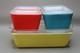 Vintage Pyrex Primary Colors 4pc 501 502 503 Set Refrigerator Dishes Lids Comple