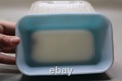 VINTAGE PYREX PRIMARY COLORS 4PC 501 502 503 SET REFRIGERATOR DISHES LIDS comple